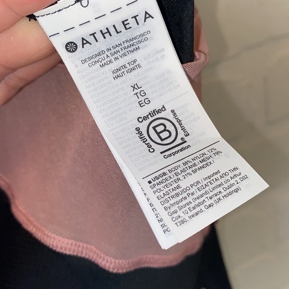 Athleta ignite shirt Palermo pink and black stretch with mesh xl cropped NEW - Picture 7 of 10